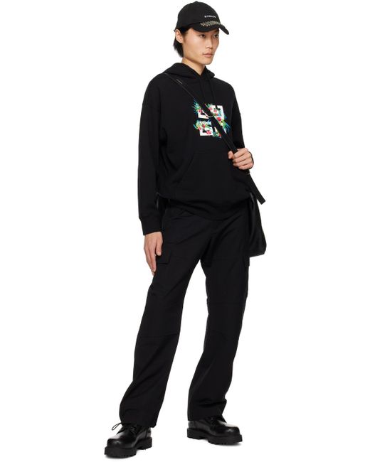 Pull à capuche noir à image brodée Givenchy pour homme en coloris Black