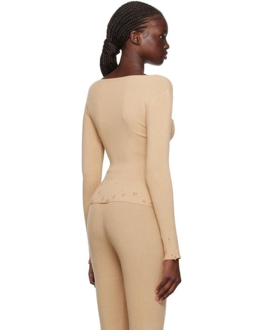 Rui Natural Cutout Long Sleeve T-Shirt
