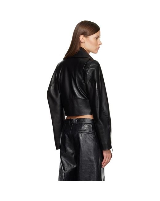 Givenchy Black Cropped Cocoon Leather Biker Jacket