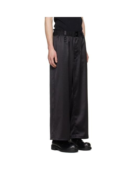 Y-3 Black Satin Gradient 3-Stripes Track Pants for men