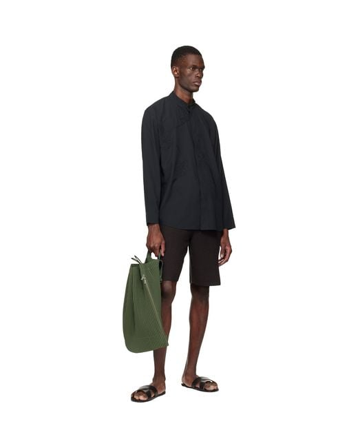 Homme Plissé Issey Miyake Black Rustic Knit Shorts for men