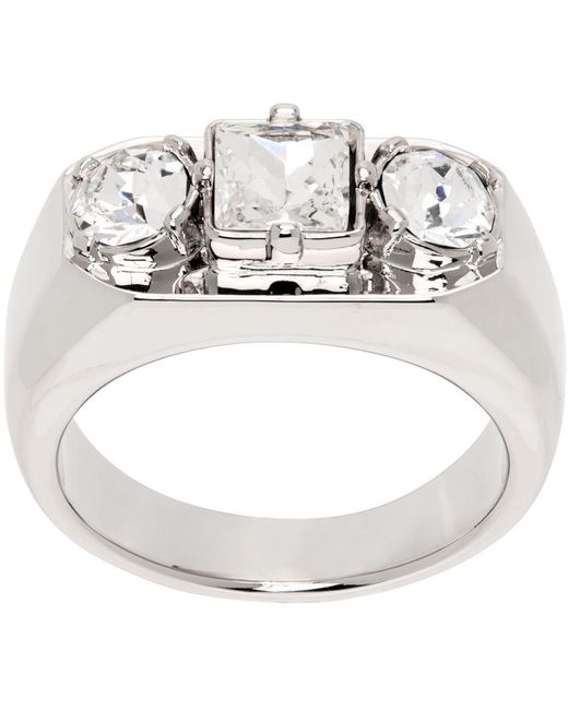 DSquared² Metallic Silver Diamond Ring for men