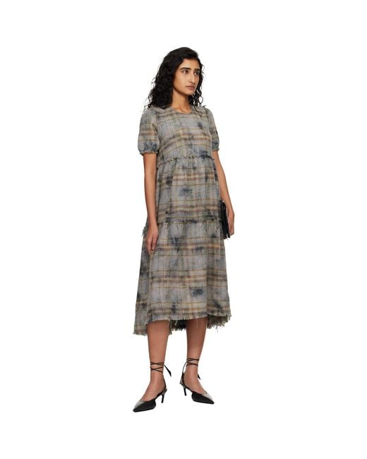 R13 Black Shredded Relaxed Midi Dress