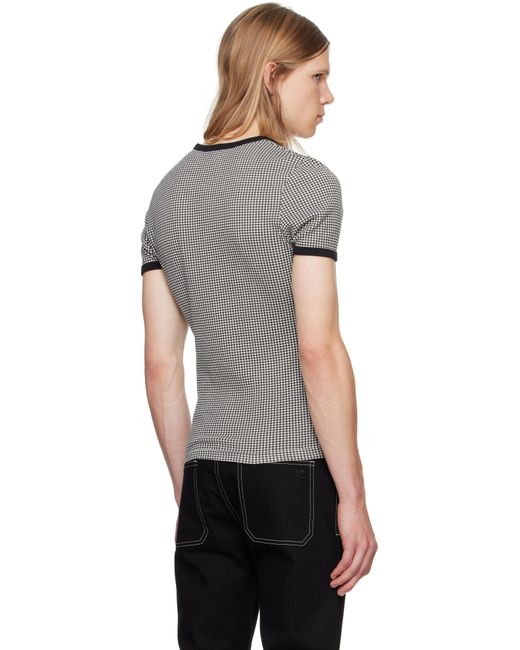 Courreges Black Contrast Houndstooth T-Shirt for men