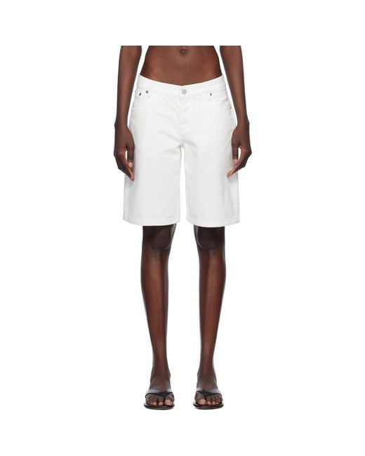 Still Here White Stoop Denim Shorts