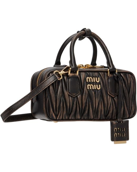 Miu Miu Black Arcadie Matelassé Nappa Leather Bag