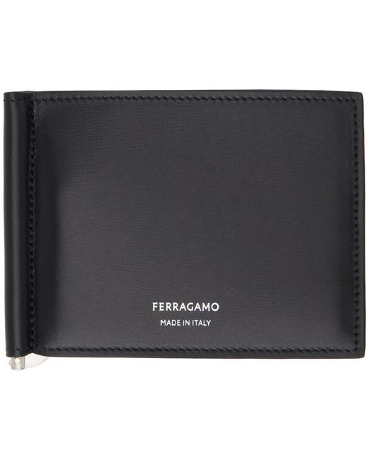 Ferragamo Black Clip Wallet for men