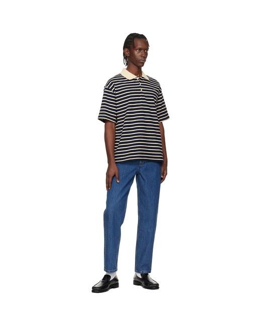 A.P.C. Black Striped Polo for men
