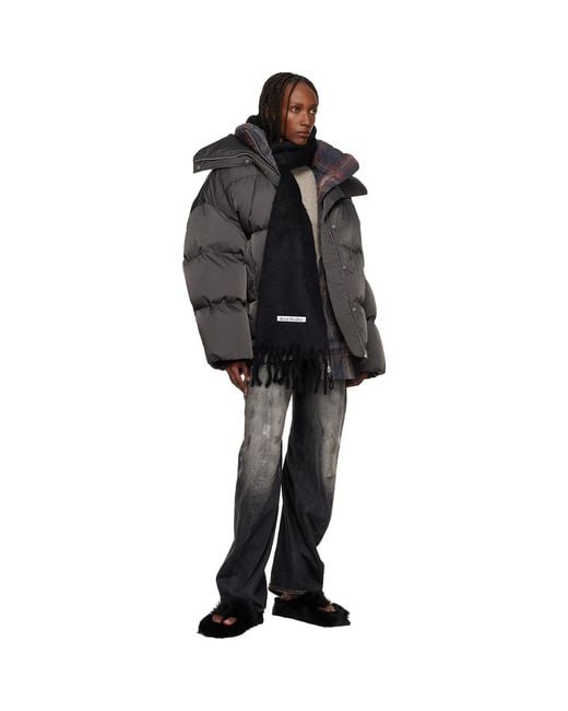 Acne Black Mohair Logo Scarf