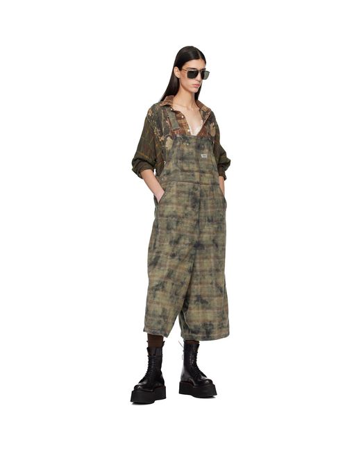 R13 Black Khaki Jumbo Overalls
