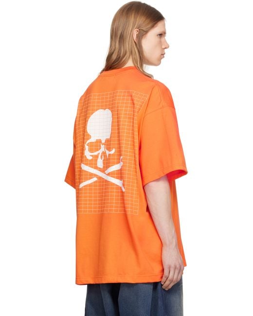 メンズ MASTERMIND WORLD オレンジ Grid オーバーサイズ Tシャツ Orange