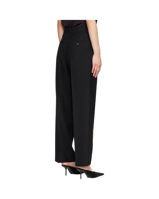 Totême Black Double-Pleated Tailored Trousers