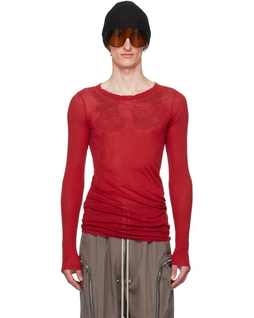 T-shirt à manches longues rouge en tricot côtelé Rick Owens pour homme en coloris Red