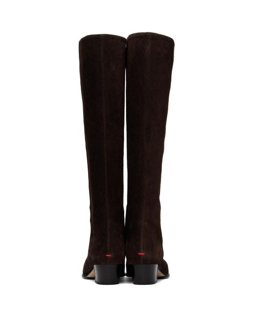 Aeyde Black Medea Suede Knee-High Boots