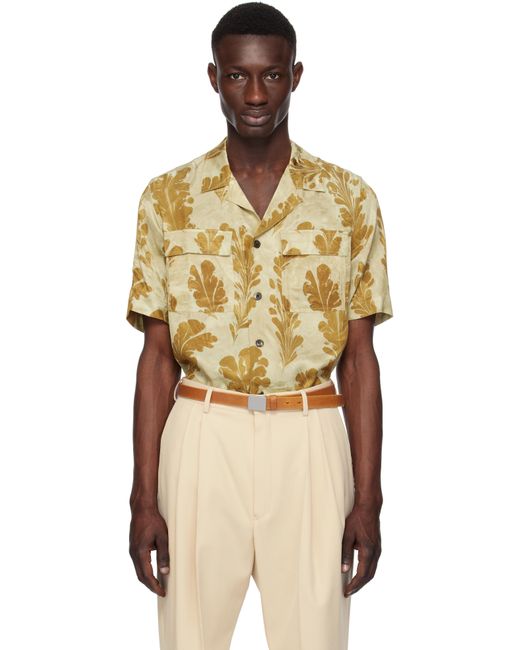 メンズ Dries Van Noten グリーン サティーン シャツ Orange