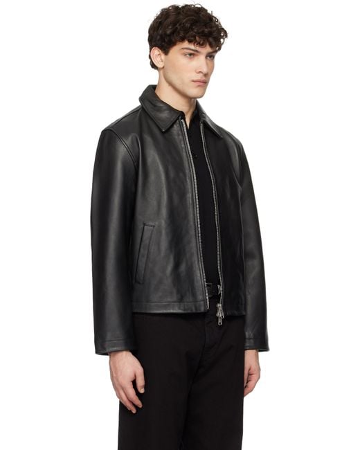 sunflower Black Short Leather Jacket for men