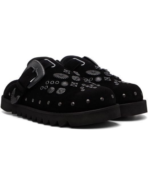 Toga Virilis Black Eyelet Metal Sabot Loafers for men