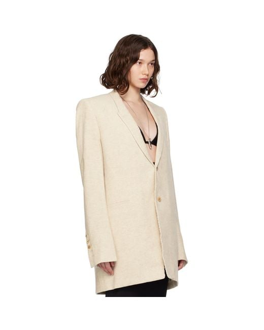 Rick Owens Natural Off- Concordians Dirt Tailored Ls Blazer