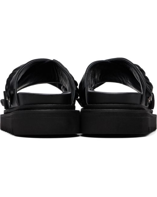 Toga Virilis Black Leather Sandals for men