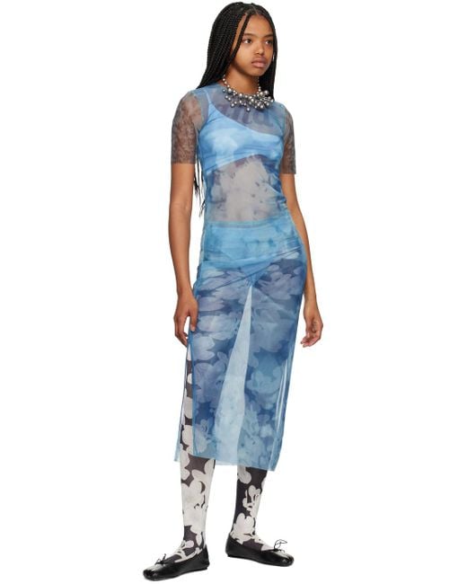Elliss Blue Graphic Maxi Skirt