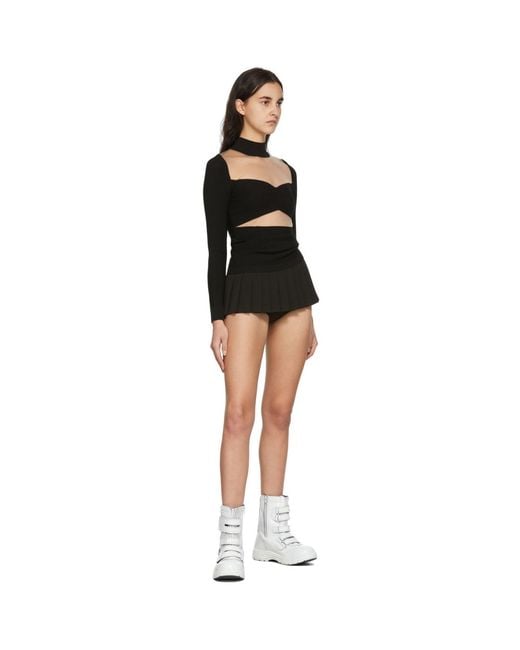 Pushbutton Black Sheer Paneled Turtleneck