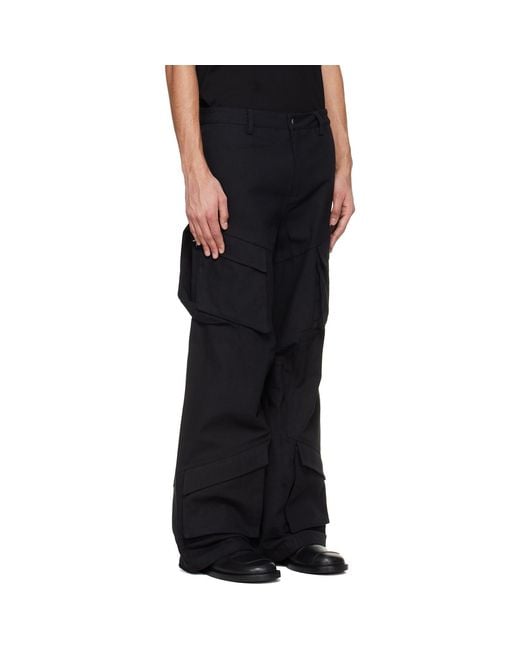 HELIOT EMIL Black Cellulae Cargo Pants for men