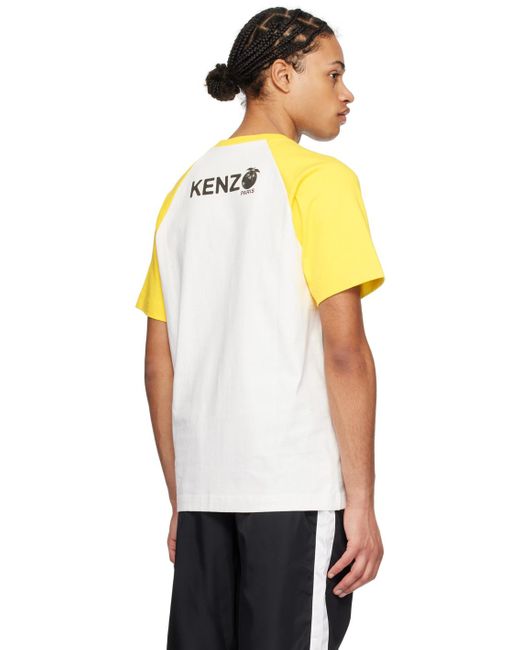 T-shirt blanc et jaune à image d' KENZO pour homme en coloris Black