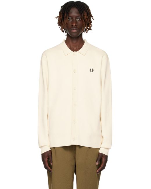Fred Perry Black Off-white Button Cardigan for men