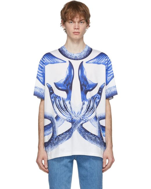 Burberry Cotton Oversized Mermaid Tail Print T-shirt in White for Men ...