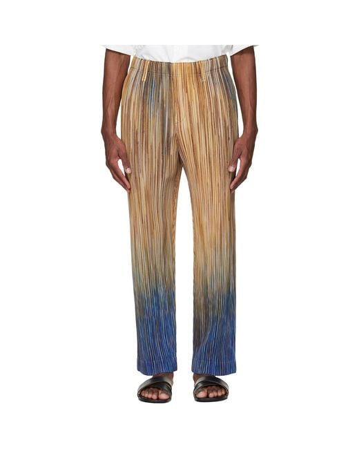 Homme Plissé Issey Miyake Multicolor Paint Brush Close-Up Trousers for men