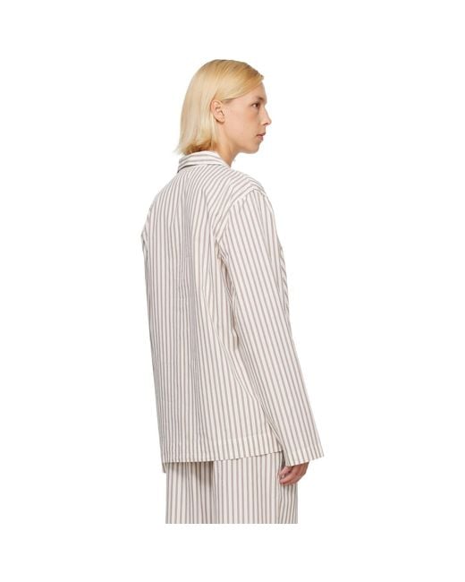 Tekla White Off- & Poplin Long-Sleeved Pyjama Shirt