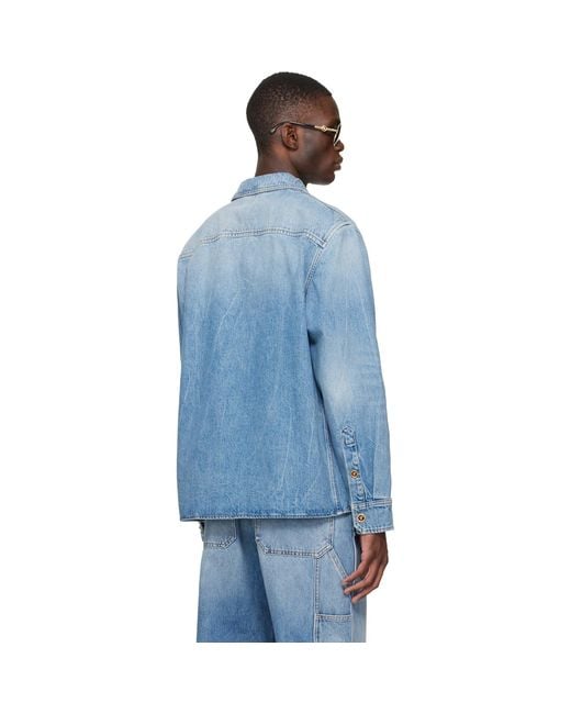 Versace Blue Denim Zip Overshirt for men