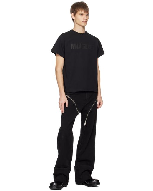 メンズ Mugler ボンディングロゴ Tシャツ Black