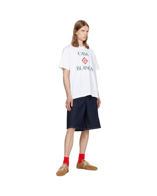 Casablanca White Diamond Logo Short Sleeve T-Shirt for men