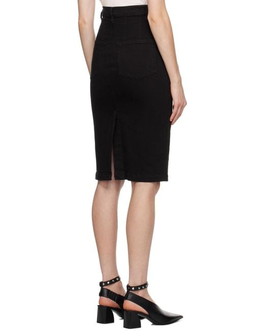 FRAME Black Four-pocket Denim Midi Skirt