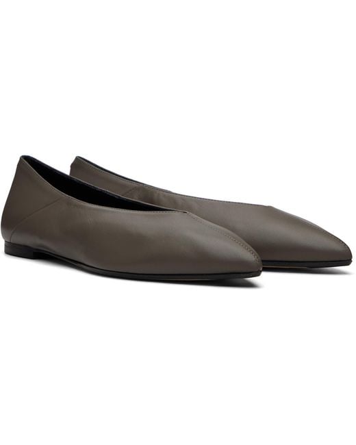 Aeyde Gray Moa Pointed-Toe Ballerina Flats