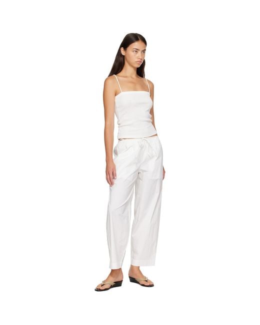 St. Agni White Fine Rouleau Crop Trousers
