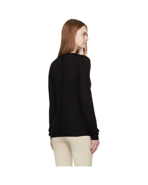 Rick Owens Black Temple Extreme V Neck Pull Sweater