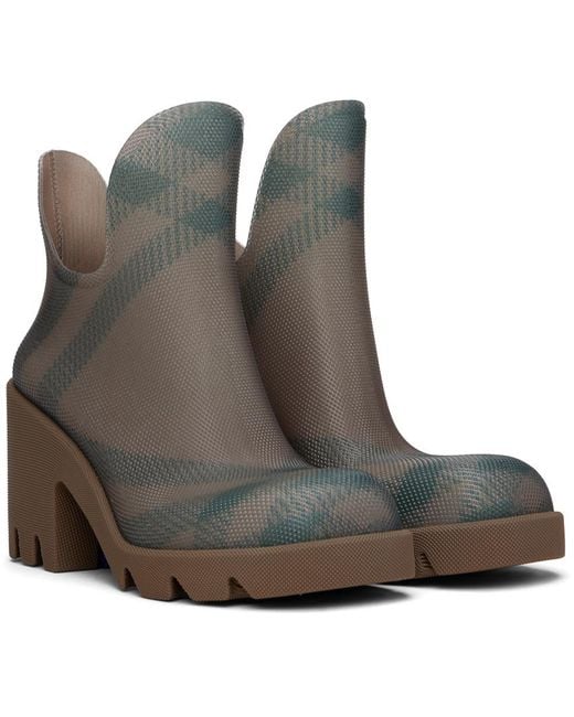 Bottes à talon bottier marsh brunes en caoutchouc Burberry en coloris Brown