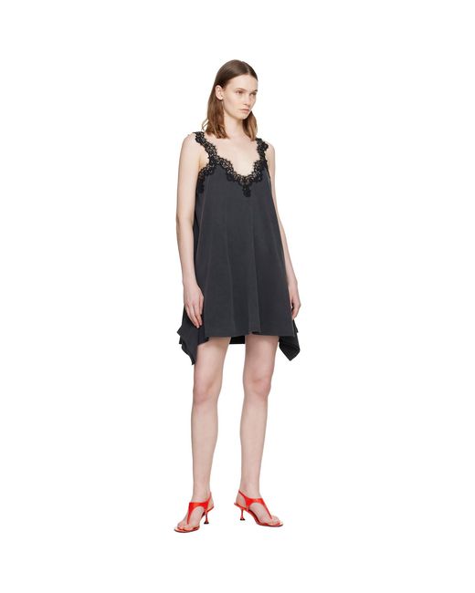 Stella McCartney Black Lace Mix Washed Jersey Cotton Minidress