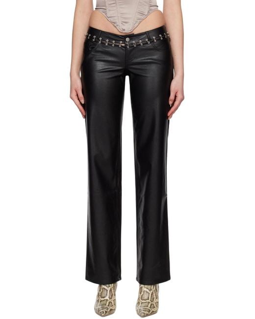 Miaou Black Marco Faux-leather Pants