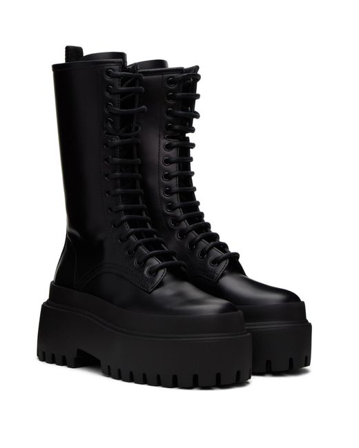 Dolce & Gabbana Black Leather Combat Boot