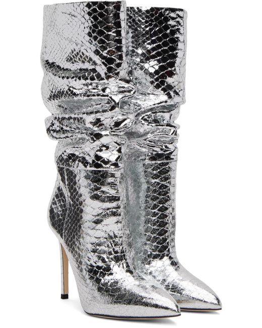 Paris Texas Gray Snake Slouchy Boots