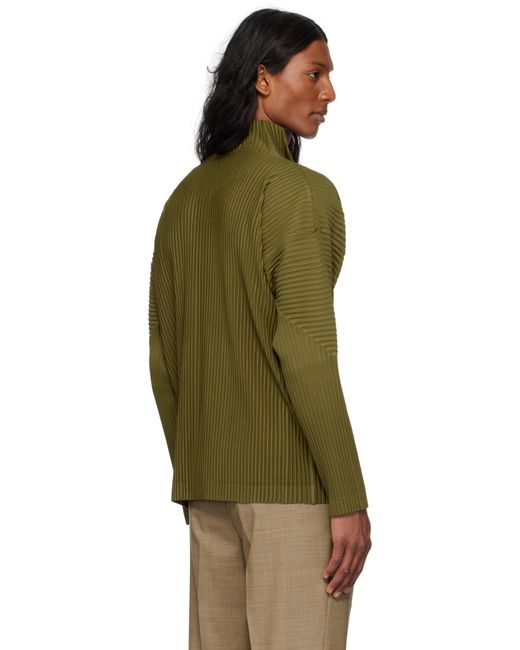 Homme Plissé Issey Miyake Green Khaki Color Pleats Sweater for men