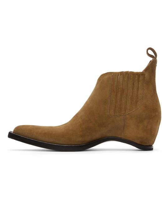 Maison Margiela Brown Tan Heel-Less Western Chelsea Boots