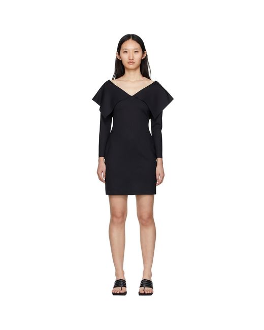 Rosetta Getty Black Fold Off-Shoulder Dress