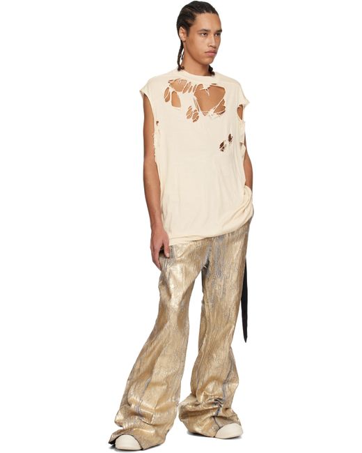 メンズ Rick Owens オフホワイト Hollywood Tarp Tシャツ Natural