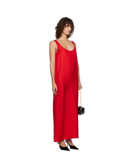 Rohe Red Silk Scoop-Neck Maxi Dress