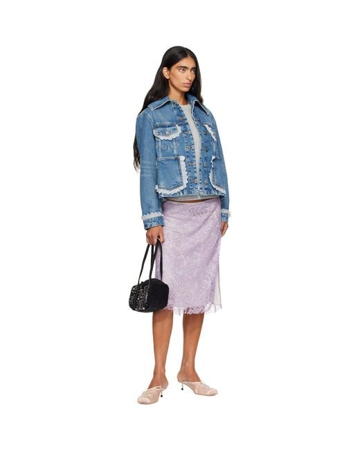 Ganni Blue Rigid Lace Denim Jacket