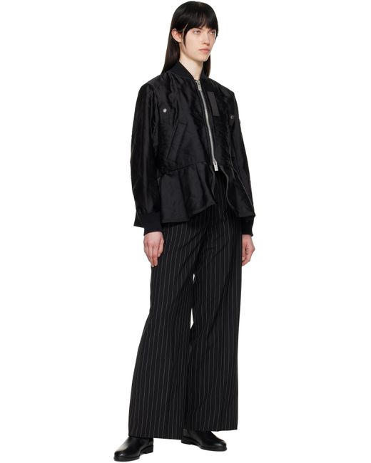 Sacai ブラック Quilted Satin ボンバージャケット Black